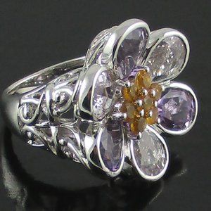 Victoria Wieck 6.86ct Amethyst Flower Ring